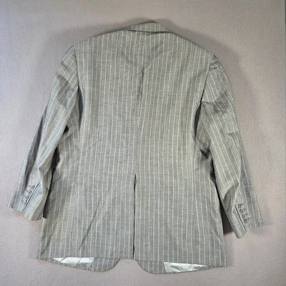 Holland & Sherry Blazer Mens 44L Grey Pinstripe Sport Coat Tom James Fil A Mano